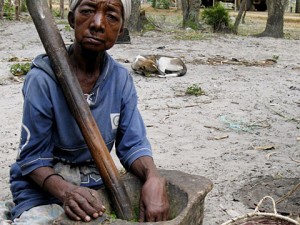 Madagassische Kleinbäuerin - der Ertrag ist oft mager. (Bild: rtr)